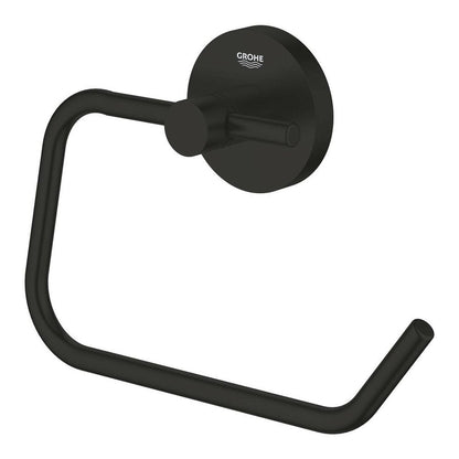 Matte black toilet paper holder without guard Grohe Essentials