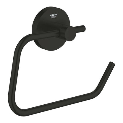 Matte black toilet paper holder without guard Grohe Essentials