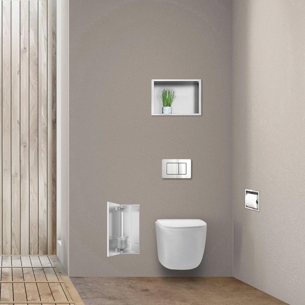 Държач за тоалетна четка Balneo Wall Box S Tiles от неръждаема стомана, ляво отваряне