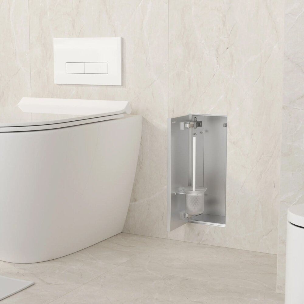 Държач за тоалетна четка Balneo Wall Box S Tiles от неръждаема стомана, ляво отваряне