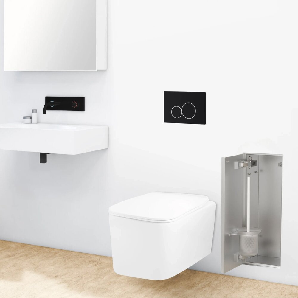 Държач за тоалетна четка Balneo Wall Box S Tiles от неръждаема стомана, ляво отваряне