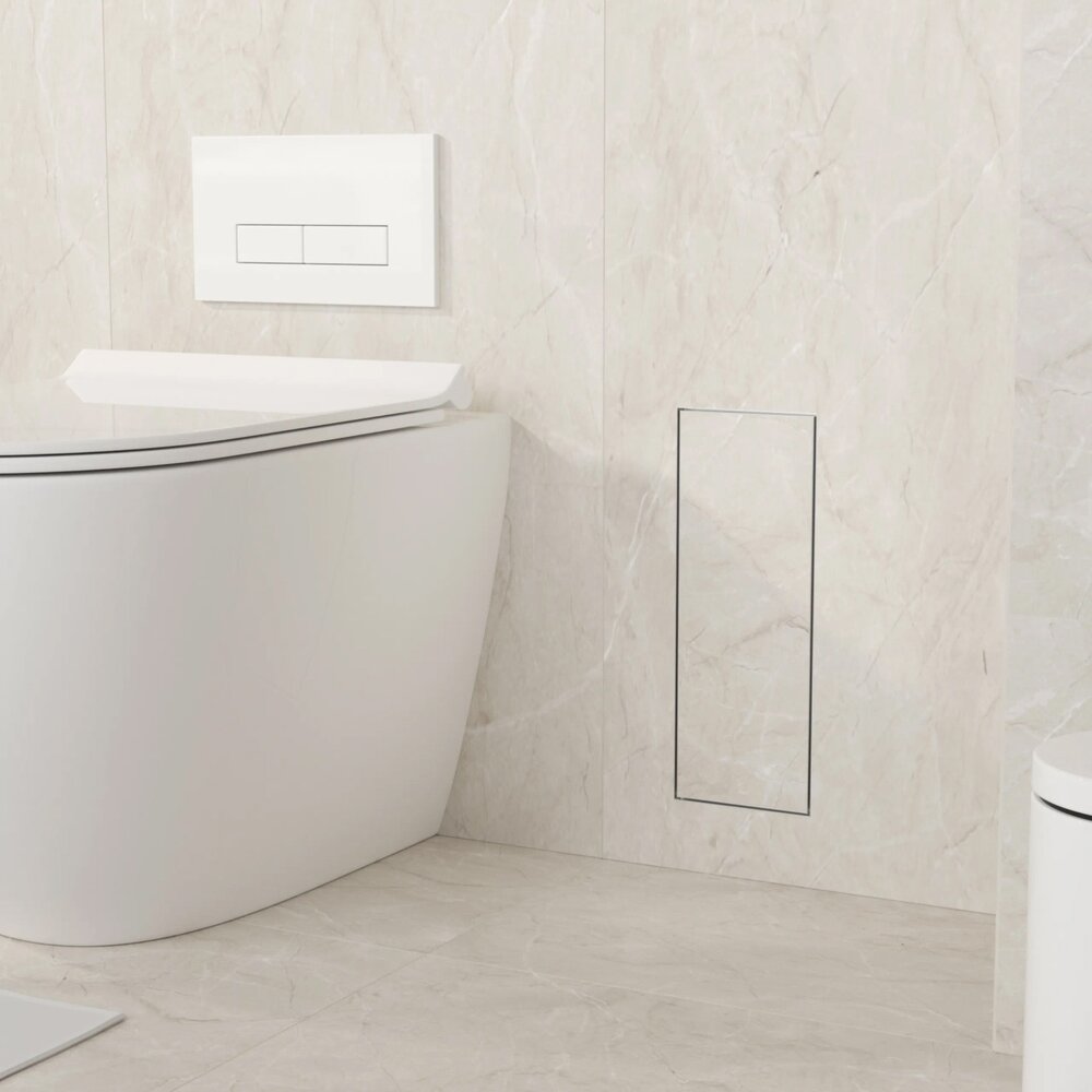 Държач за тоалетна четка Balneo Wall Box S Tiles от неръждаема стомана, ляво отваряне