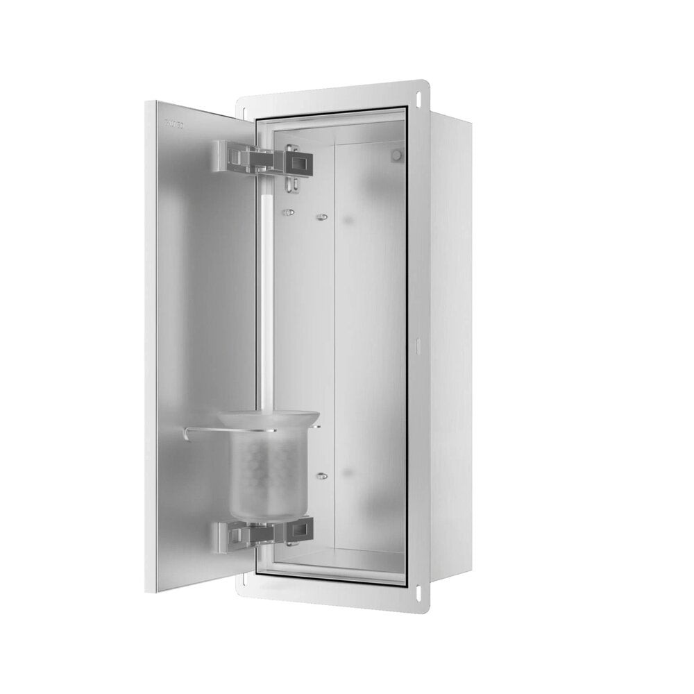 Държач за тоалетна четка Balneo Wall Box S Tiles от неръждаема стомана, ляво отваряне