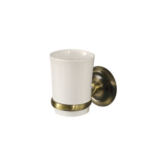 White/Bronze Toothbrush Holder Bisk Deco