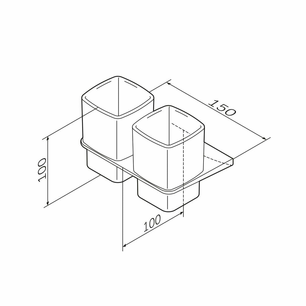 Двойна стойка за четки за зъби AM.PM Inspire 2.0 хром-мат стъкло