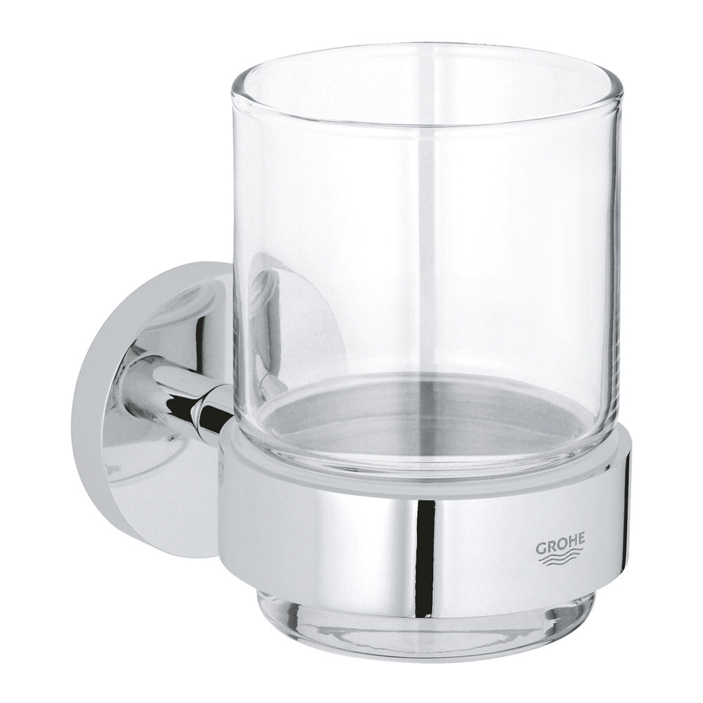 GROHE Essentials Toothbrush Holder in Chrome Finish - Transparent Glass