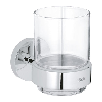GROHE Essentials Toothbrush Holder in Chrome Finish - Transparent Glass