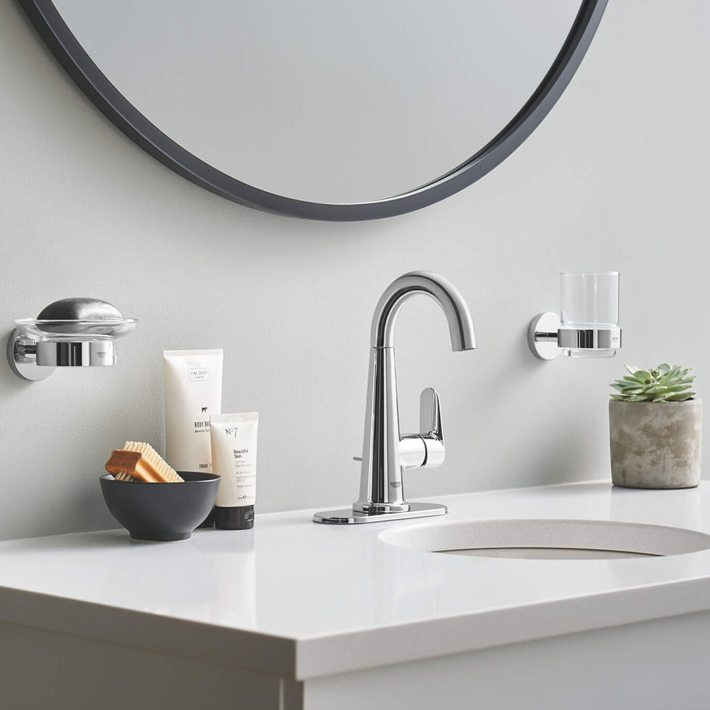 GROHE Essentials Toothbrush Holder in Chrome Finish - Transparent Glass