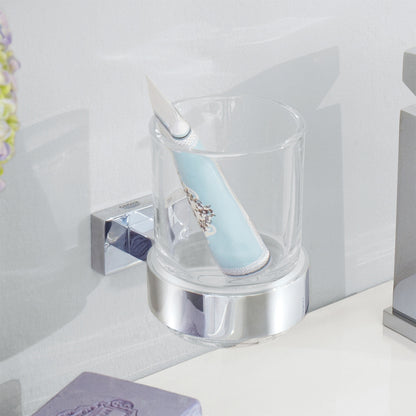 Държач за четки за зъби Grohe Essentials Cube хром - прозрачно стъкло