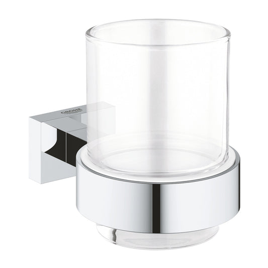 Grohe Essentials Cube Toothbrush Holder Chrome - Transparent Glass