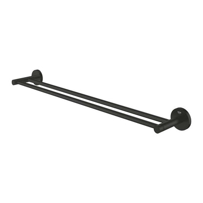 Matte black double towel holder Grohe Essentials 60 cm