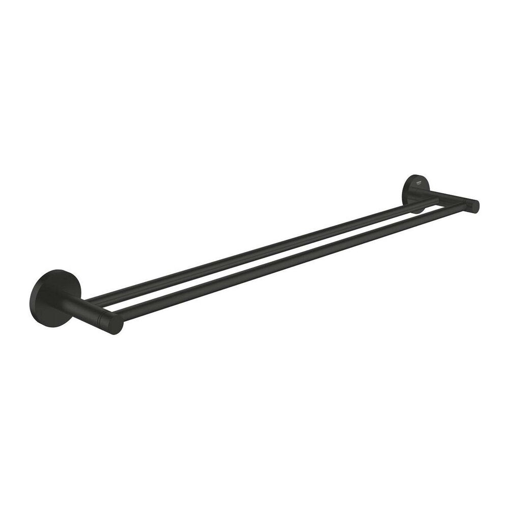 Matte black double towel holder Grohe Essentials 60 cm