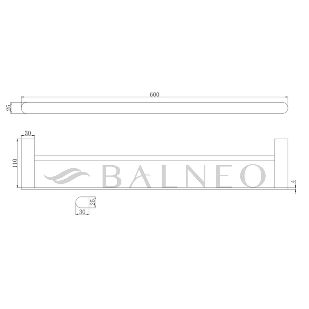 Двоен държач за хавлии Balneo Qarx инокс мат 60 cm