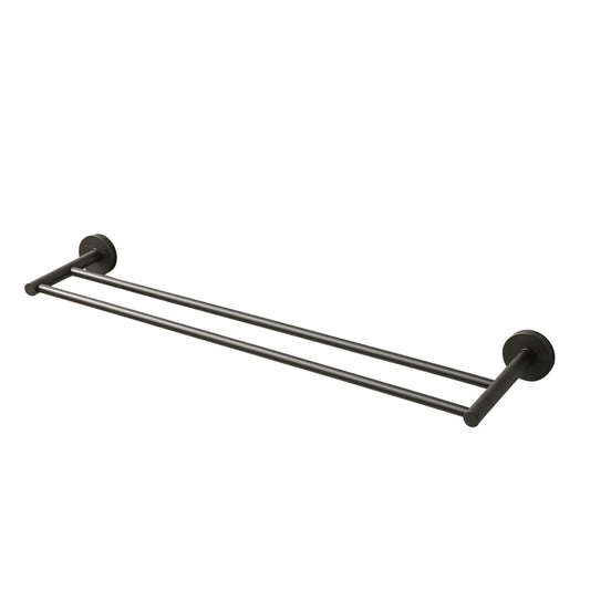 Двойна стойка за хавлии Balneo Qube Gun Metal мат 60 cm