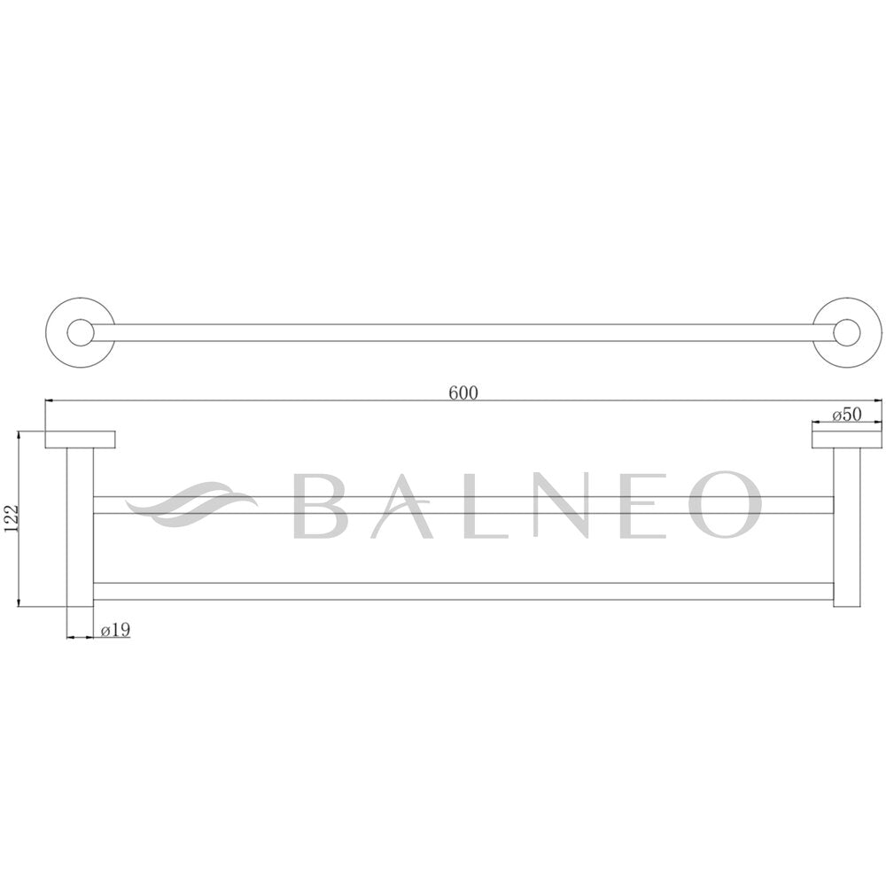 Двойна стойка за хавлии Balneo Qube черен мат 60 cm