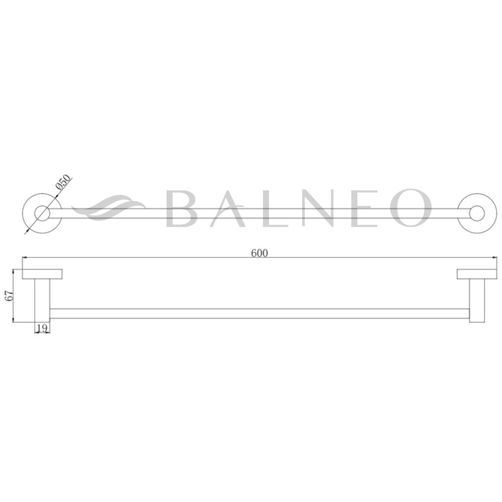 Държач за хавлии Balneo Qube хром гланц 60 cm