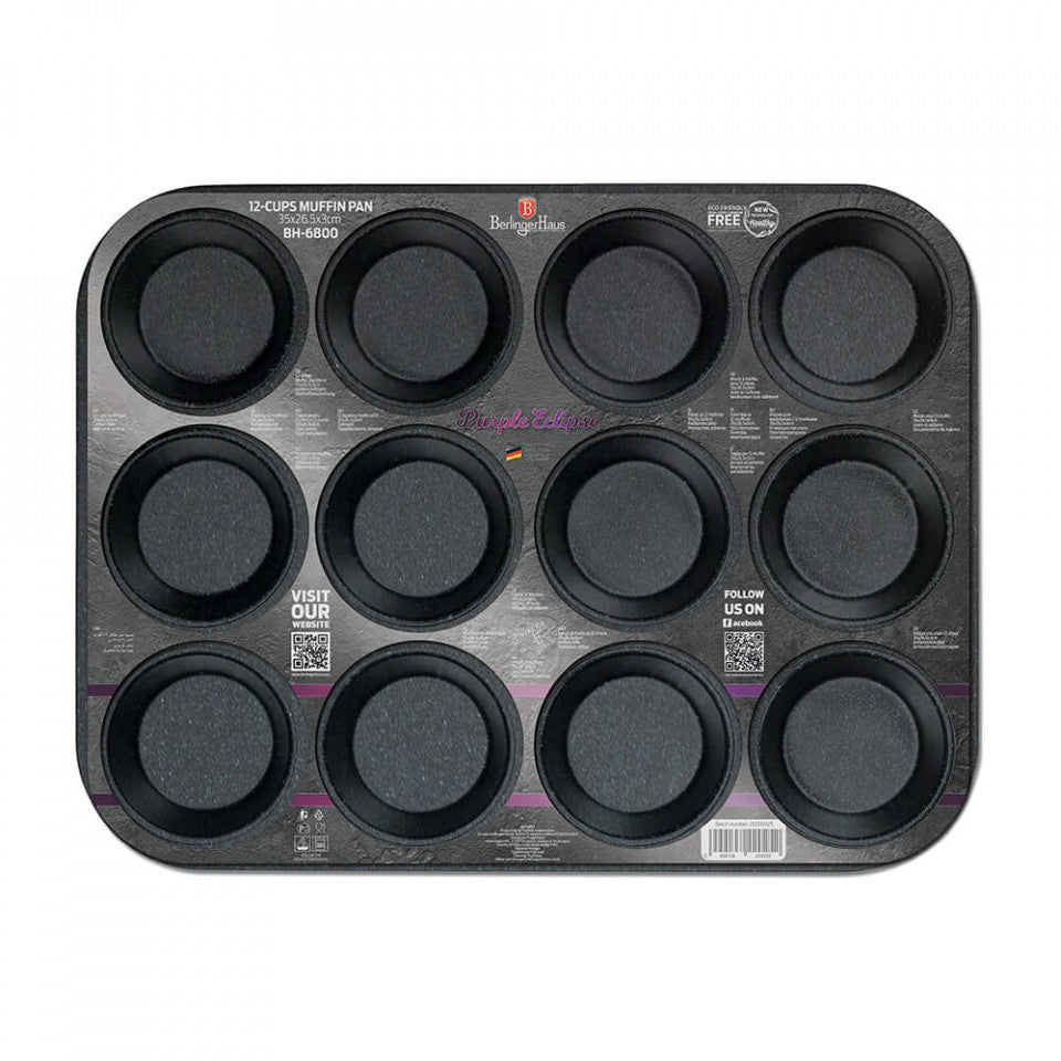 Тава за печене на 12 мъфина Purple Eclipse Collection BerlingerHaus BH 6800