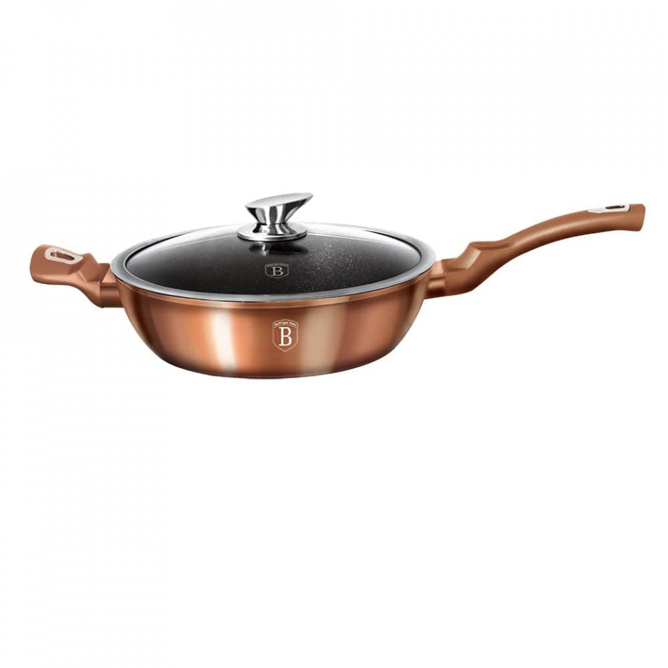 Дълбок тиган с капак 28 см Rose Gold (Мед) Metallic Line Berlinger Haus BH 1518N