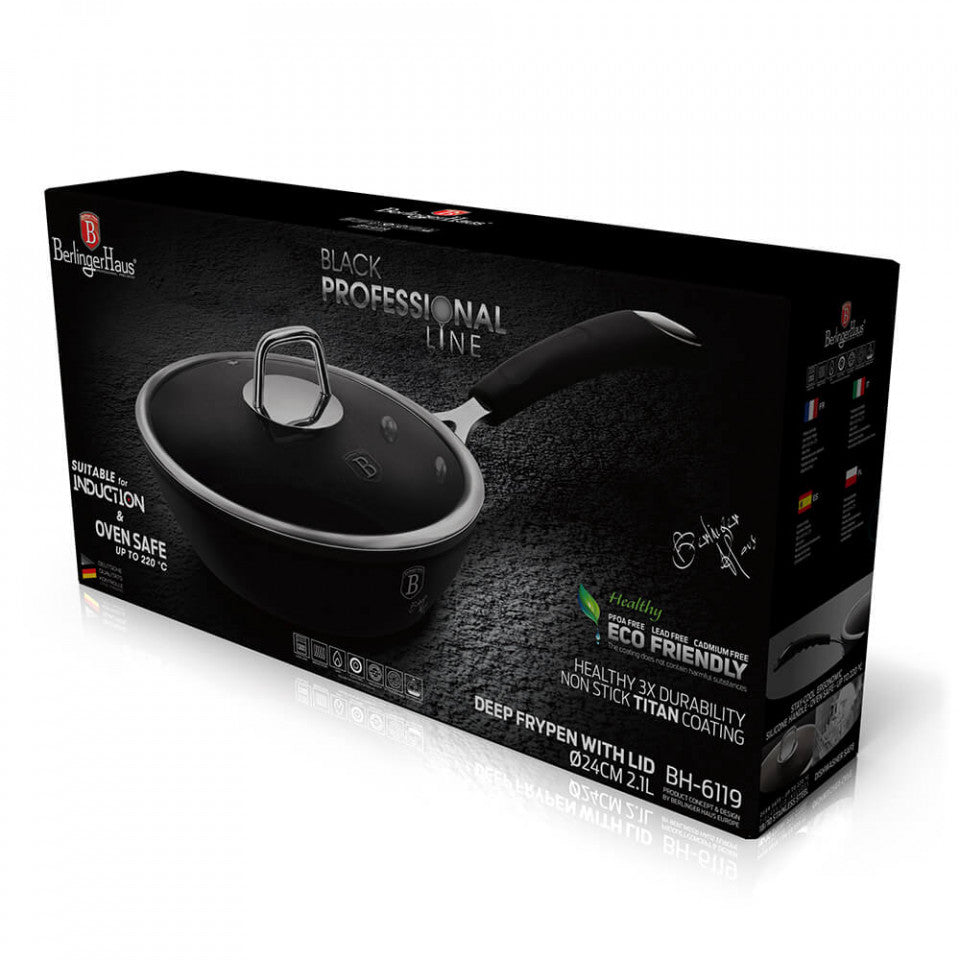 Дълбок тиган с капак Black Professional Line BerlingerHaus BH 6119