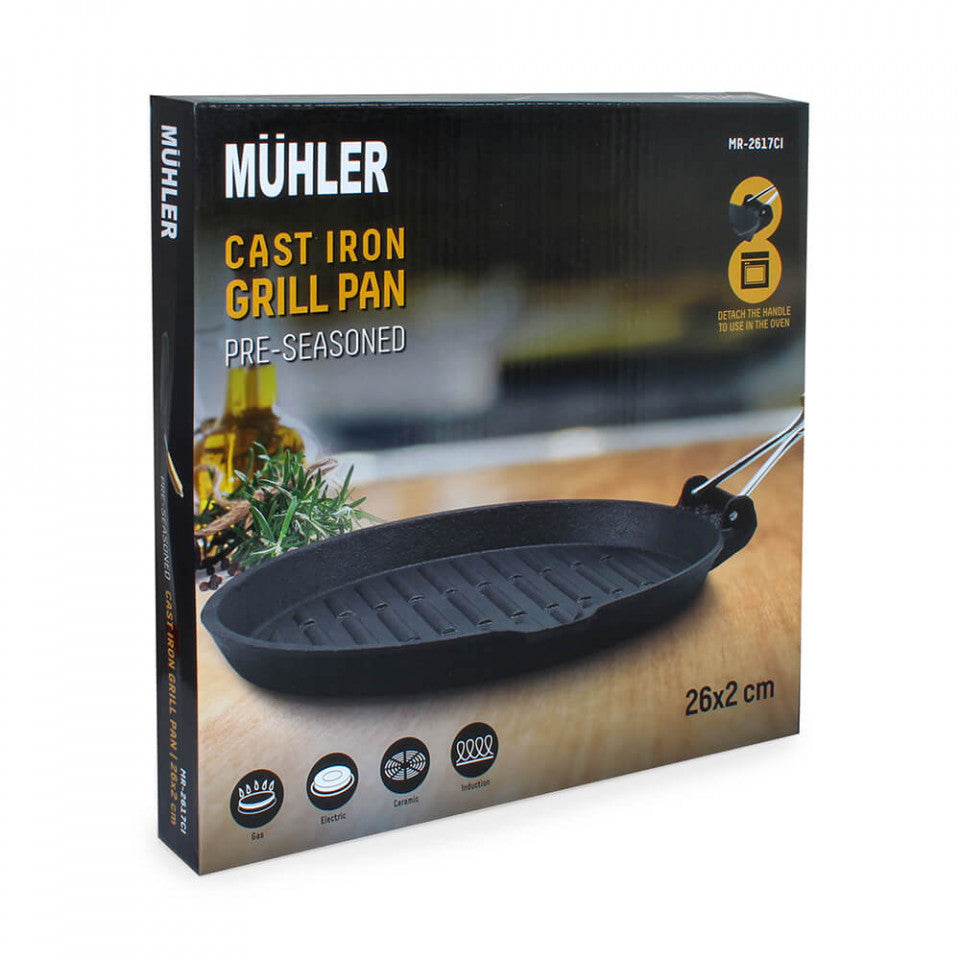 Скара за печене Muhler Tika MR-2617CI 26x2 cm, чугун 1003976