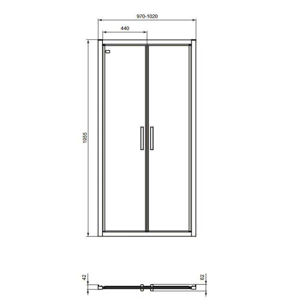 Врати с фиксиран сегмент 100 см черен мат Ideal Standard Connect 2