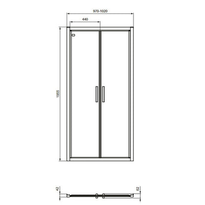 Врати с фиксиран сегмент 100 см черен мат Ideal Standard Connect 2