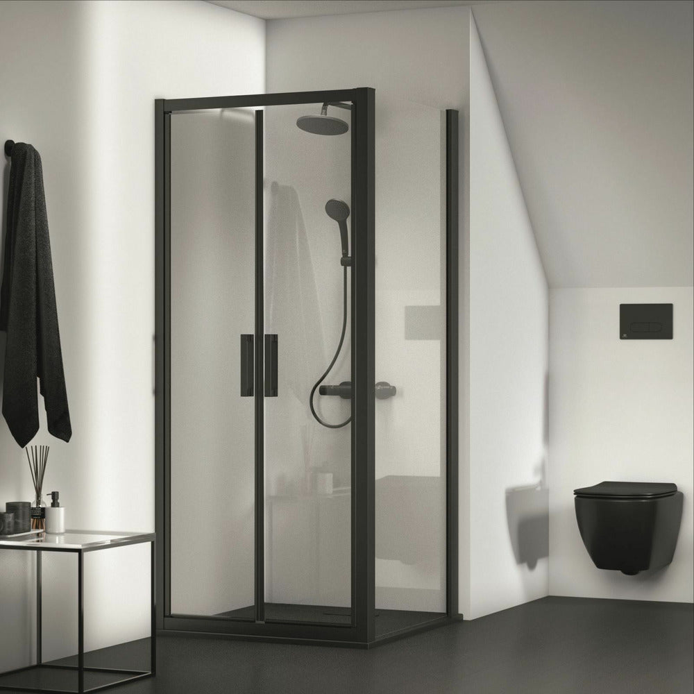 Swing door with fixed segment 90 cm matte black Ideal Standard Connect 2