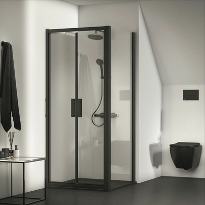 Swing door with fixed segment 90 cm matte black Ideal Standard Connect 2
