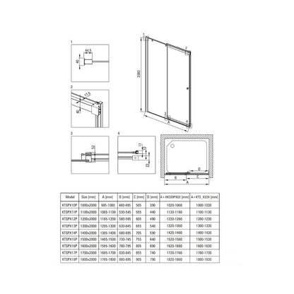 Deante Kerria Plus Black Sliding Shower Door 130 cm