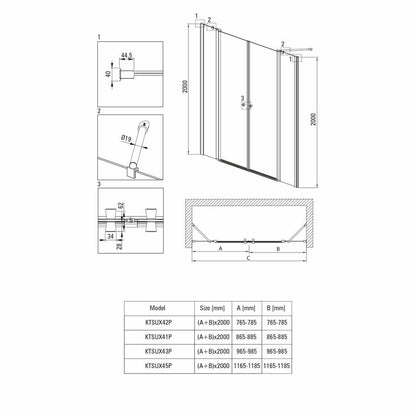 Deante Kerria Plus Pivot Shower Door 120 cm