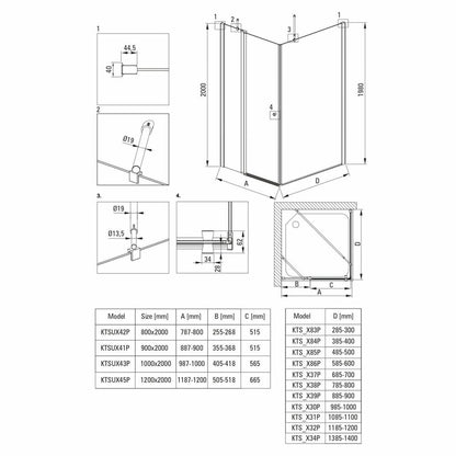 Deante Kerria Plus Pivot Shower Door 120 cm