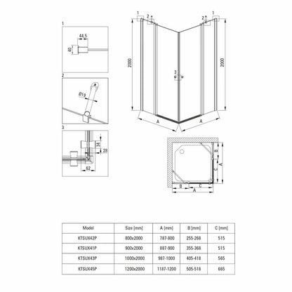 Deante Kerria Plus Black Pivot Shower Door 120 cm