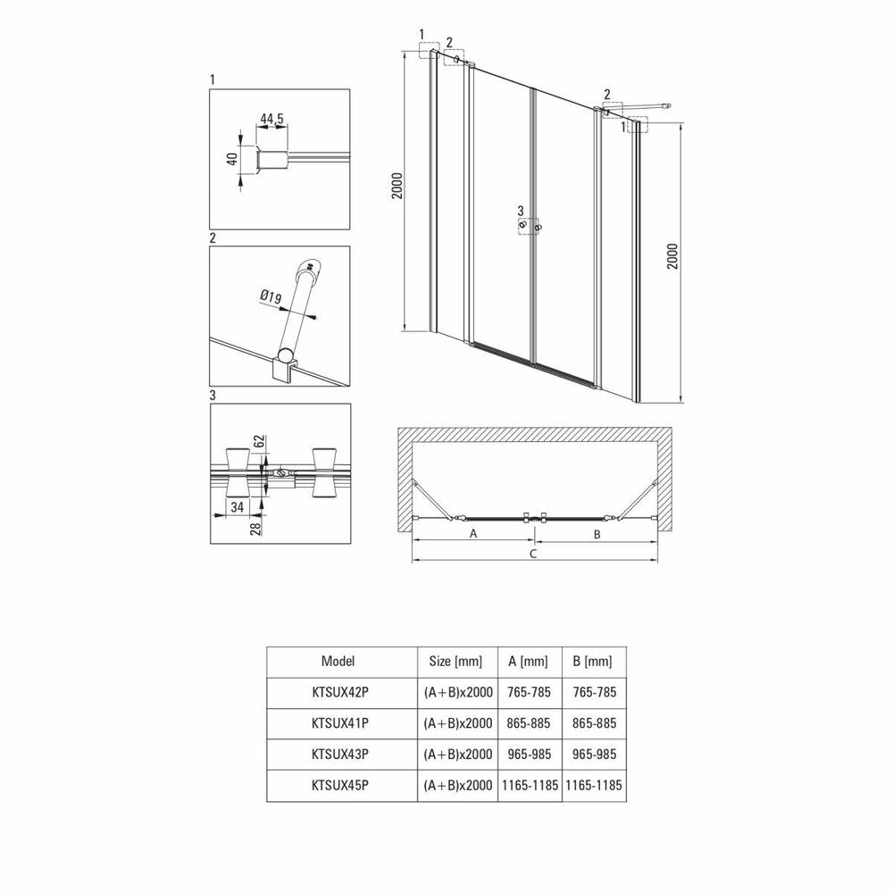 Deante Kerria Plus Black Pivot Shower Door 120 cm