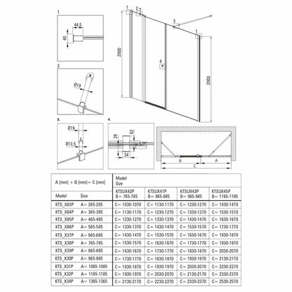 Deante Kerria Plus Black Pivot Shower Door 120 cm