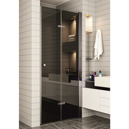 Inter Ceramic Folding Niche Door 77-78 cm Smoky Glass 6 mm Matte Grey Profile Gun Grey