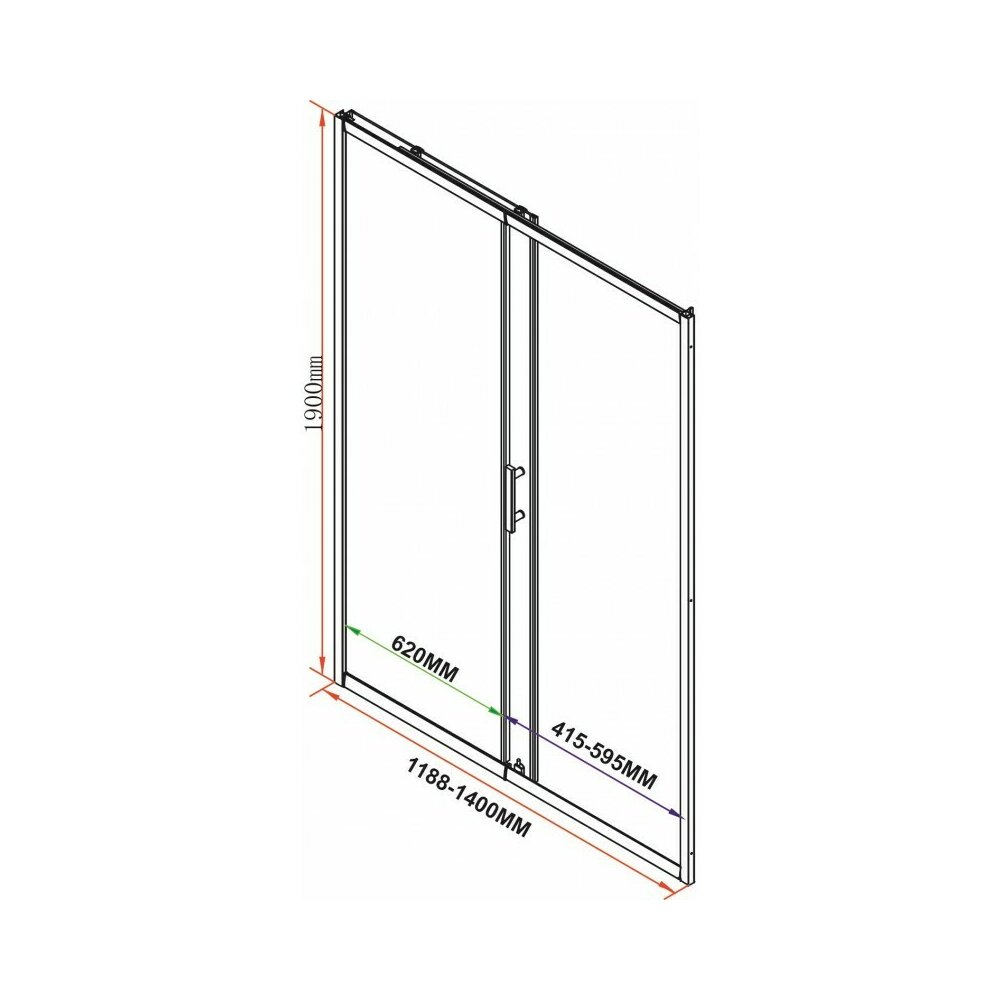 Inter Ceramic Sliding Niche Door Transparent Smoky Glass 5 mm Glossy Chrome Profile 120 cm