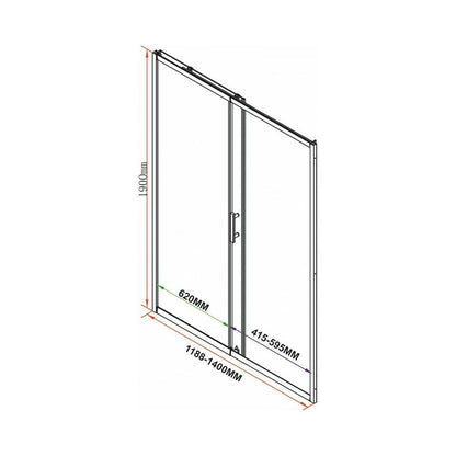 Inter Ceramic Sliding Niche Door Transparent Smoky Glass 5 mm Glossy Chrome Profile 120 cm