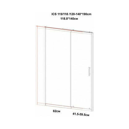 Inter Ceramic Sliding Niche Door Transparent Smoky Glass 5 mm Glossy Chrome Profile 120 cm