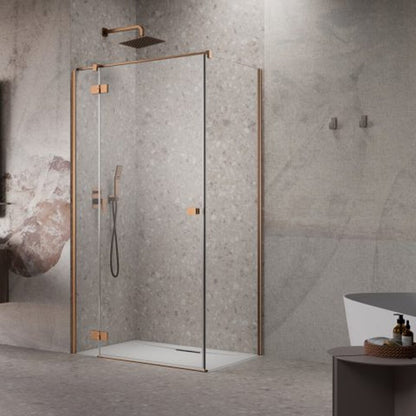 Душ врата Radaway Essenza KDJ 120 cm стъкло 6 mm с покритие медно никелирано-прозрачно отваряне наляво