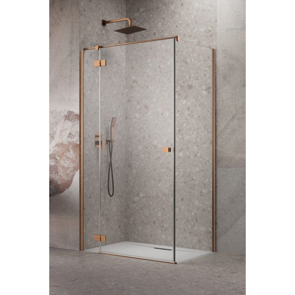 Душ врата Radaway Essenza KDJ 120 cm стъкло 6 mm с покритие медно никелирано-прозрачно отваряне наляво