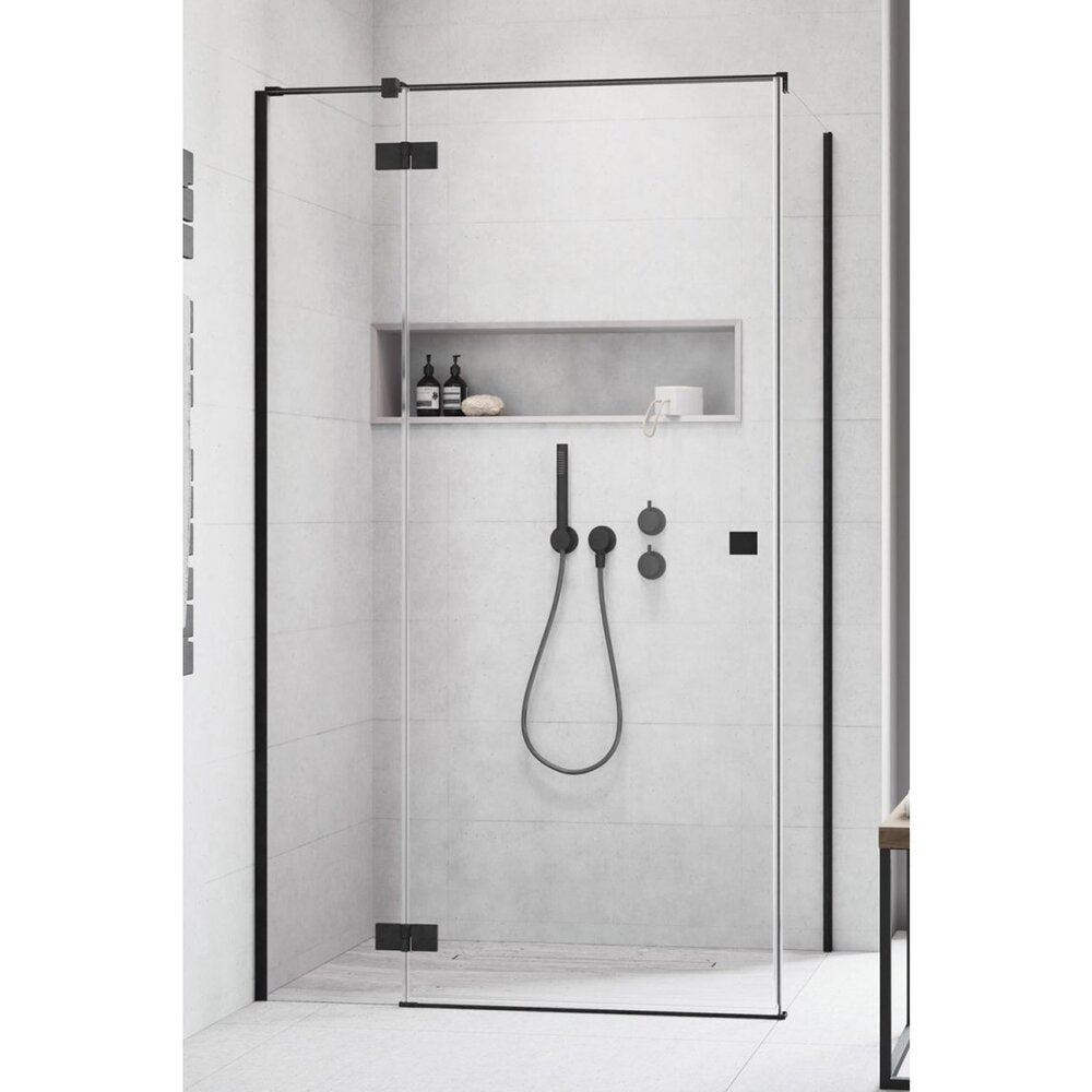 Врата за ниши Radaway Essenza KDJ 80 cm стъкло 6 mm матово черно-прозрачно отваряне наляво