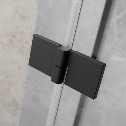 Врата за ниши Radaway Essenza KDJ 80 cm стъкло 6 mm матово черно-прозрачно отваряне наляво