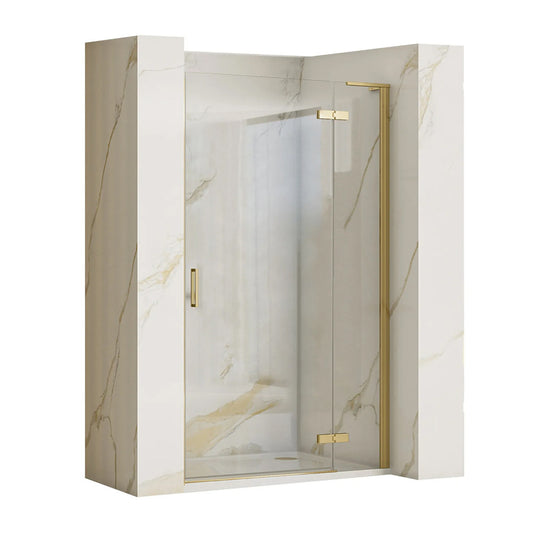 Rea Hugo 100 cm Hinged Niche Door 6 mm Brushed Gold Glass