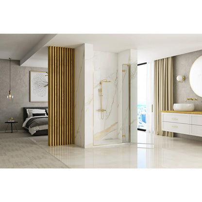 Rea Hugo 80 cm Hinged Niche Door 6 mm Brushed Gold Glass
