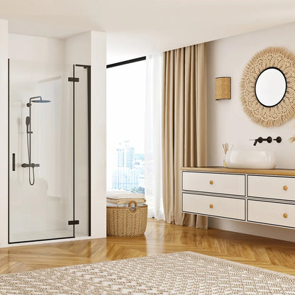 Rea Hugo 80 cm Hinged Niche Door 6 mm Black Glass