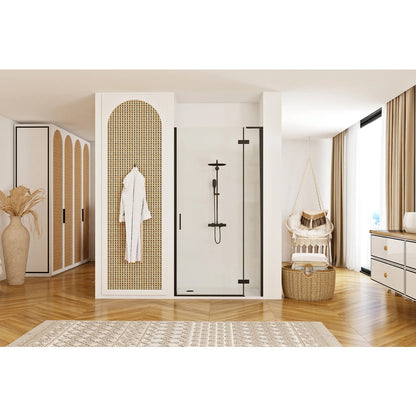 Rea Hugo 80 cm Hinged Niche Door 6 mm Black Glass