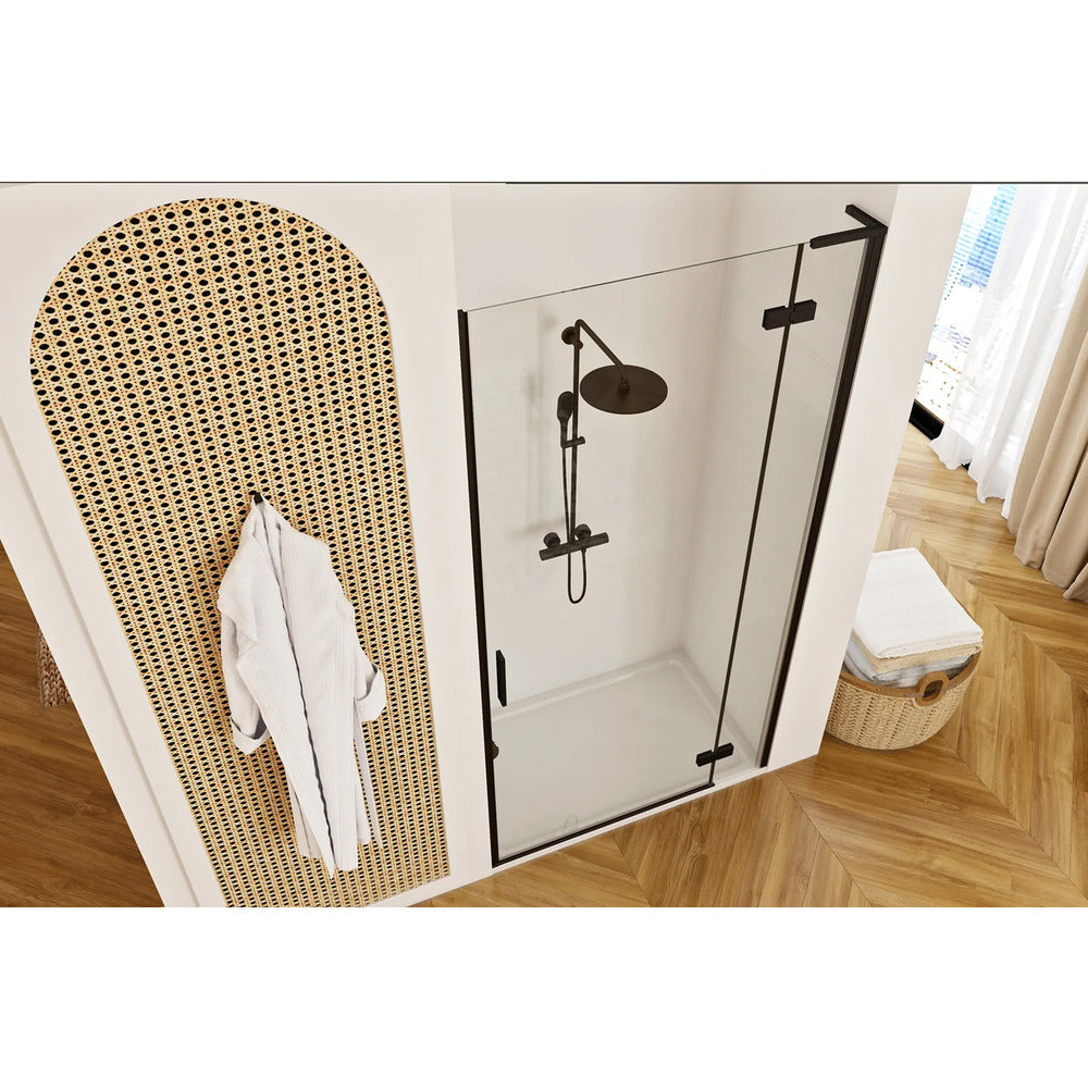 Rea Hugo 80 cm Hinged Niche Door 6 mm Black Glass