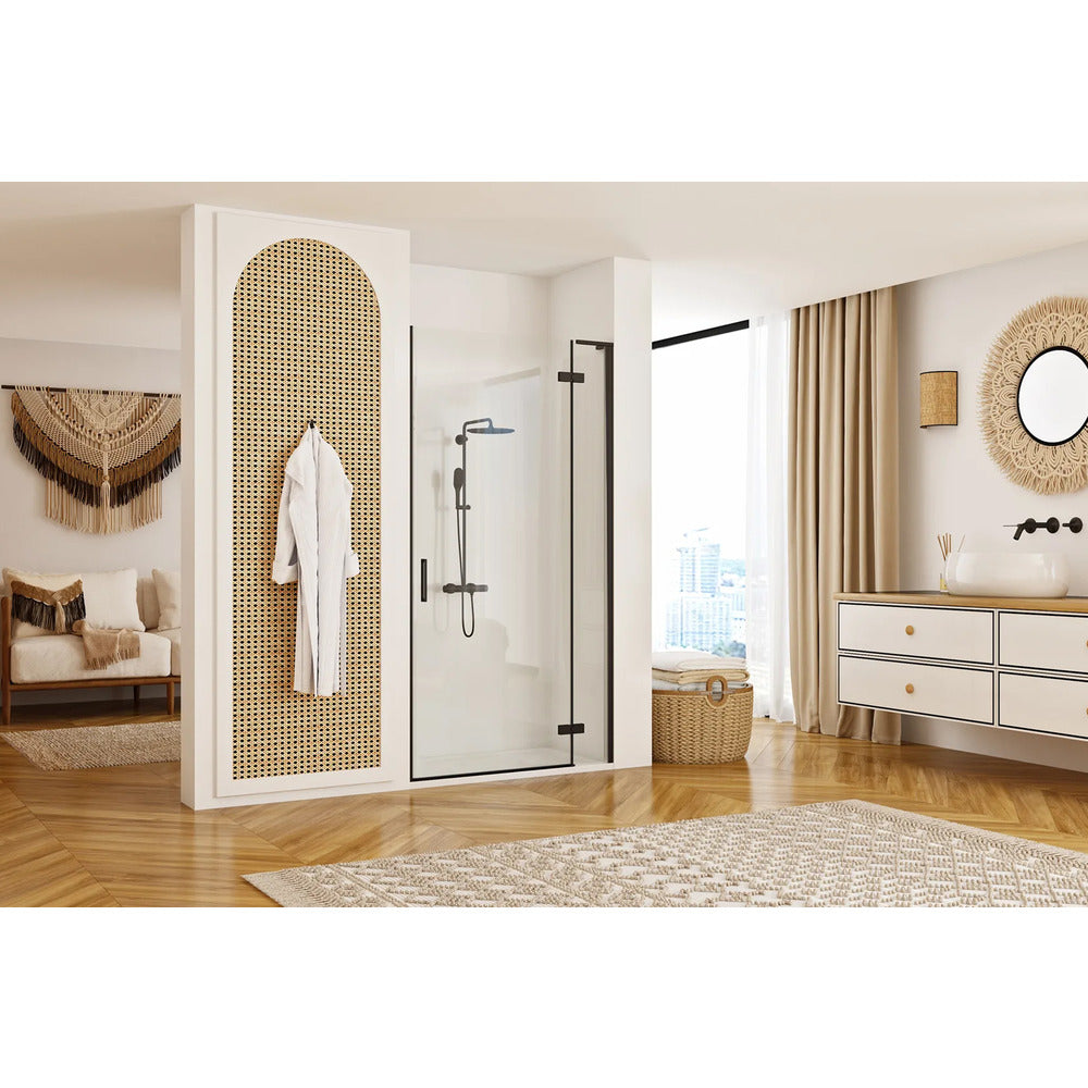 Rea Hugo 80 cm Hinged Niche Door 6 mm Black Glass
