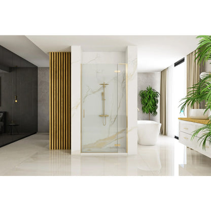 Rea Hugo 90 cm Hinged Niche Door 6 mm Brushed Gold Glass