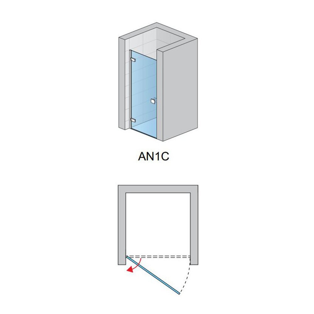 SanSwiss Annea AN13 Left Hinged Niche Door 120 cm 6 mm Glass Chrome
